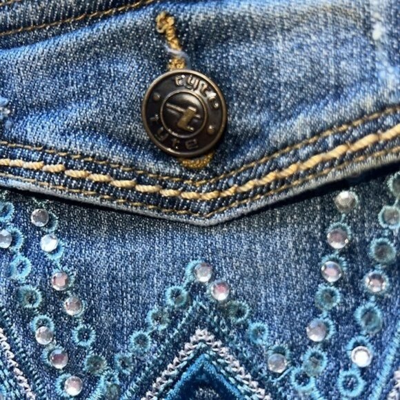 Tyte Distressed Denim Skirt Women Size 11 Mid Rise Raw Hem Vintage Inspired - Picture 10 of 11